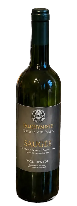 Bouteille de Saugée de L'Alchymiste, vin blanc infusé à la sauge