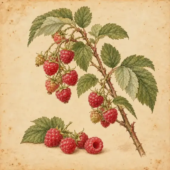 Planche botanique : la framboise