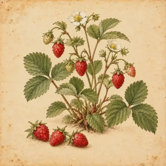 Planche botanique : la fraise